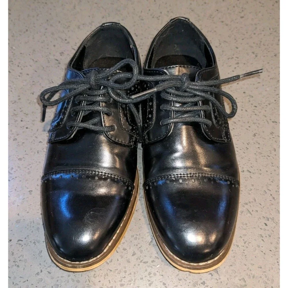 Stacy Adams Dickinson Boys Black Cap Toe Dress Shoes Size 11M